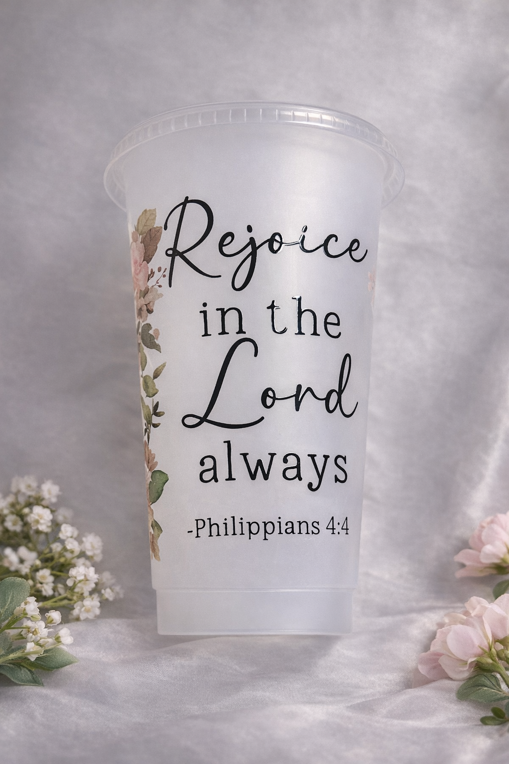 24oz Christian Cold Cup | Bible Verse Tumbler | Faith Based Aesthetic Cup