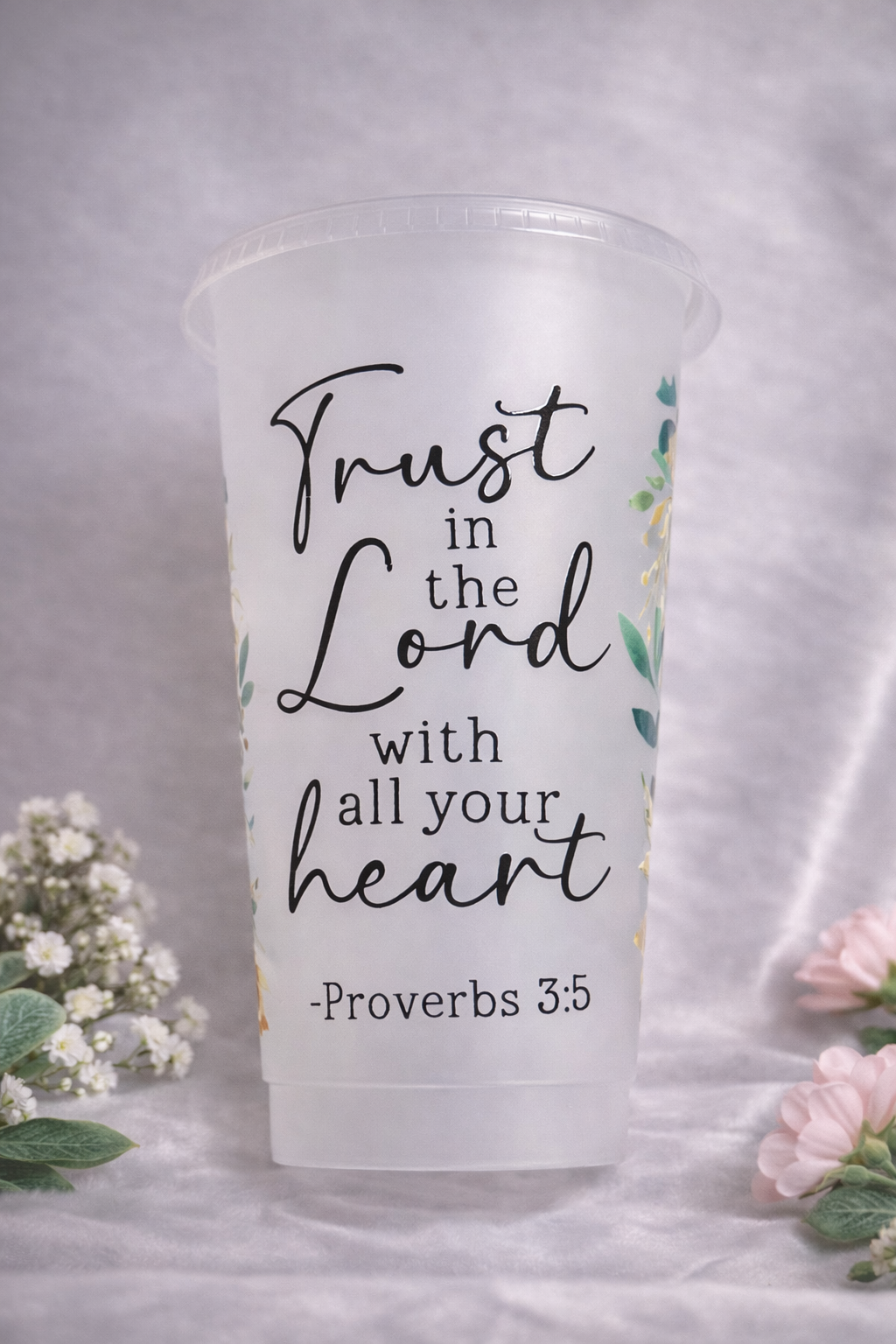 24oz Christian Cold Cup | Bible Verse Tumbler | Faith Based Aesthetic Cup