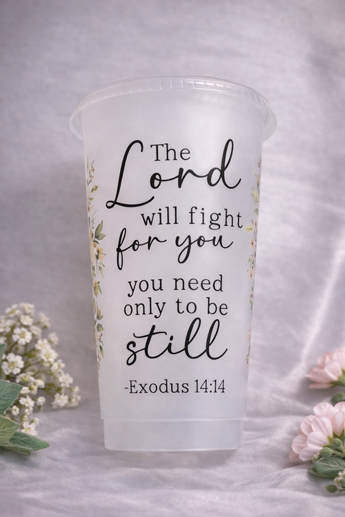 24oz Christian Cold Cup | Bible Verse Tumbler | Faith Based Aesthetic Cup
